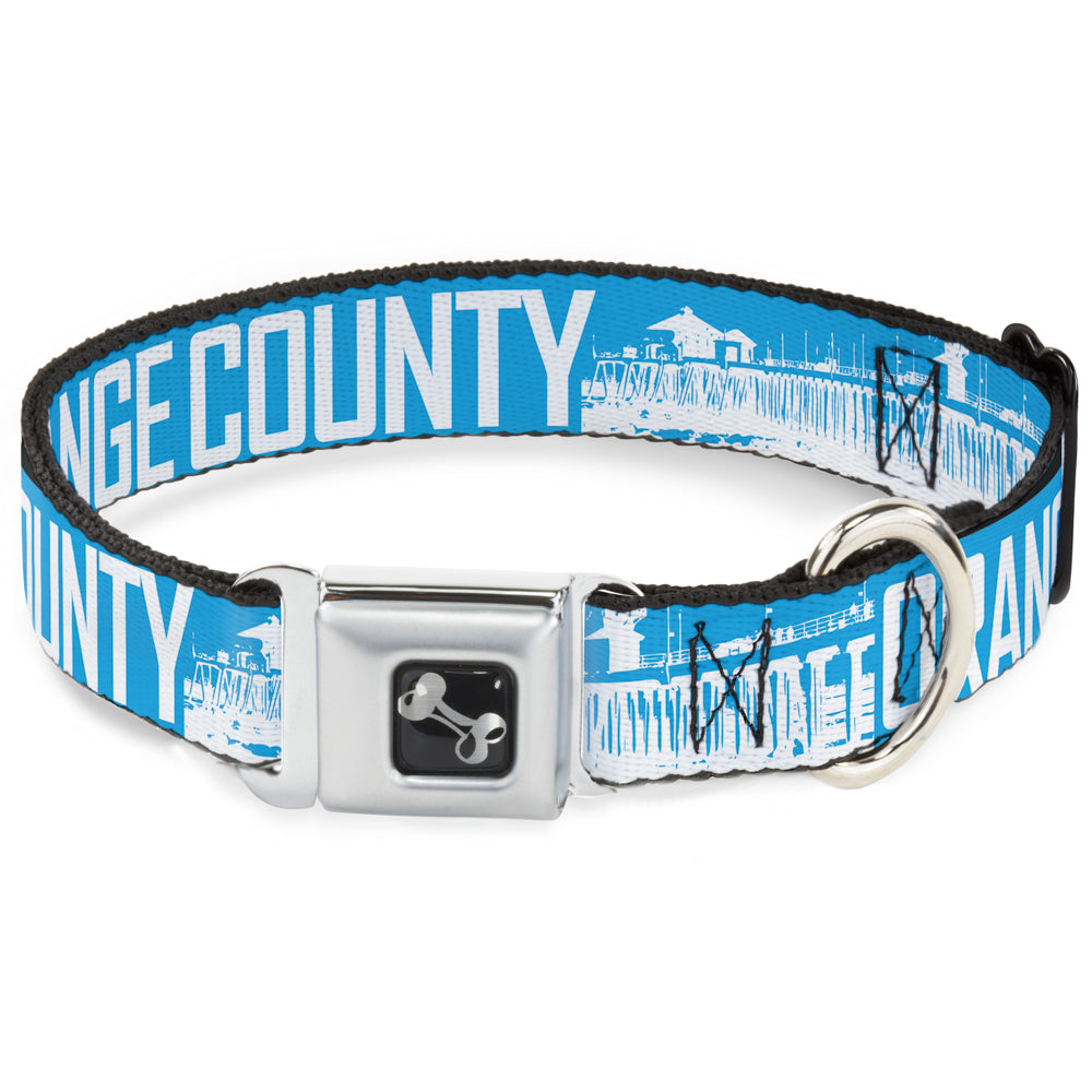 Dog Bone Seatbelt Buckle Collar - ORANGE COUNTY/Pier Scene Blue/White Seatbelt Buckle Collars Buckle-Down