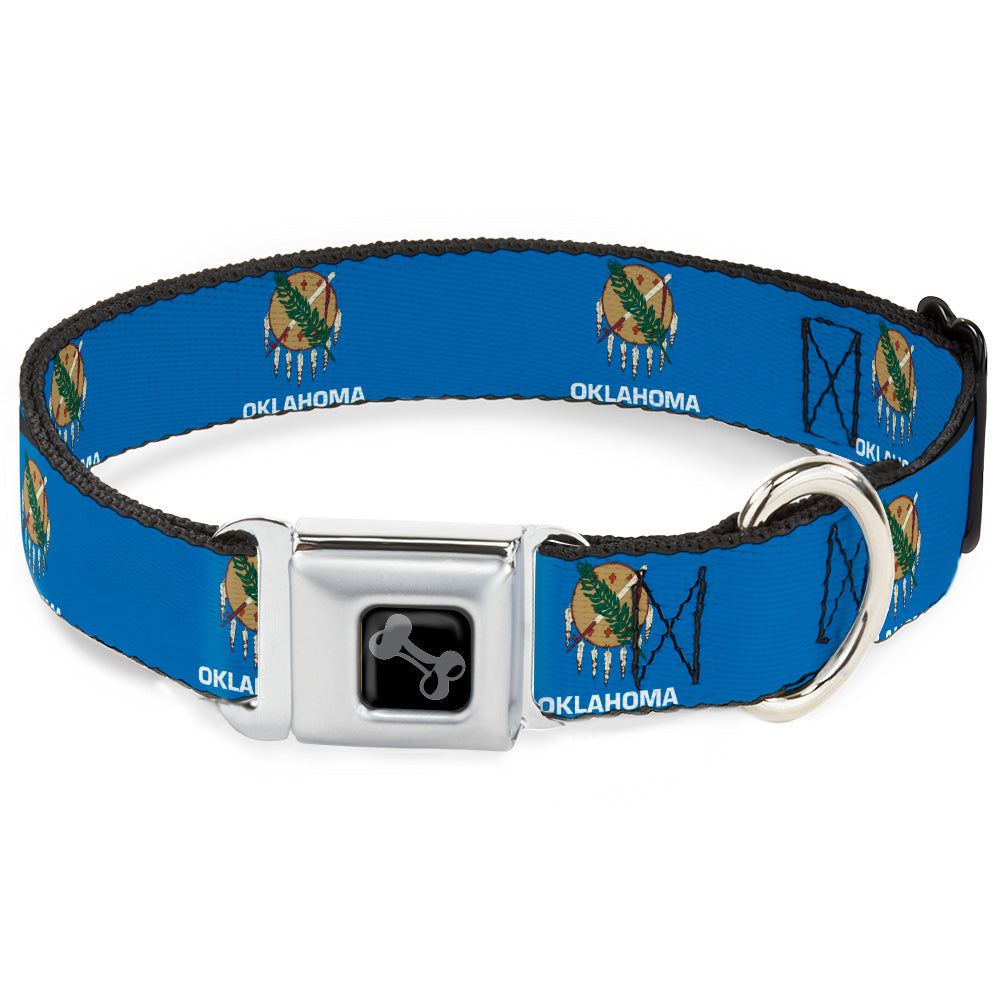 Dog Bone Black/Silver Seatbelt Buckle Collar - Oklahoma State Flag Sky Blue/White Seatbelt Buckle Collars Buckle-Down