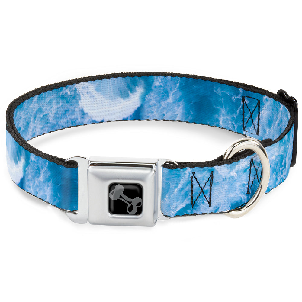 Dog Bone Black/Silver Seatbelt Buckle Collar - Ocean Vivid White Wash Seatbelt Buckle Collars Buckle-Down