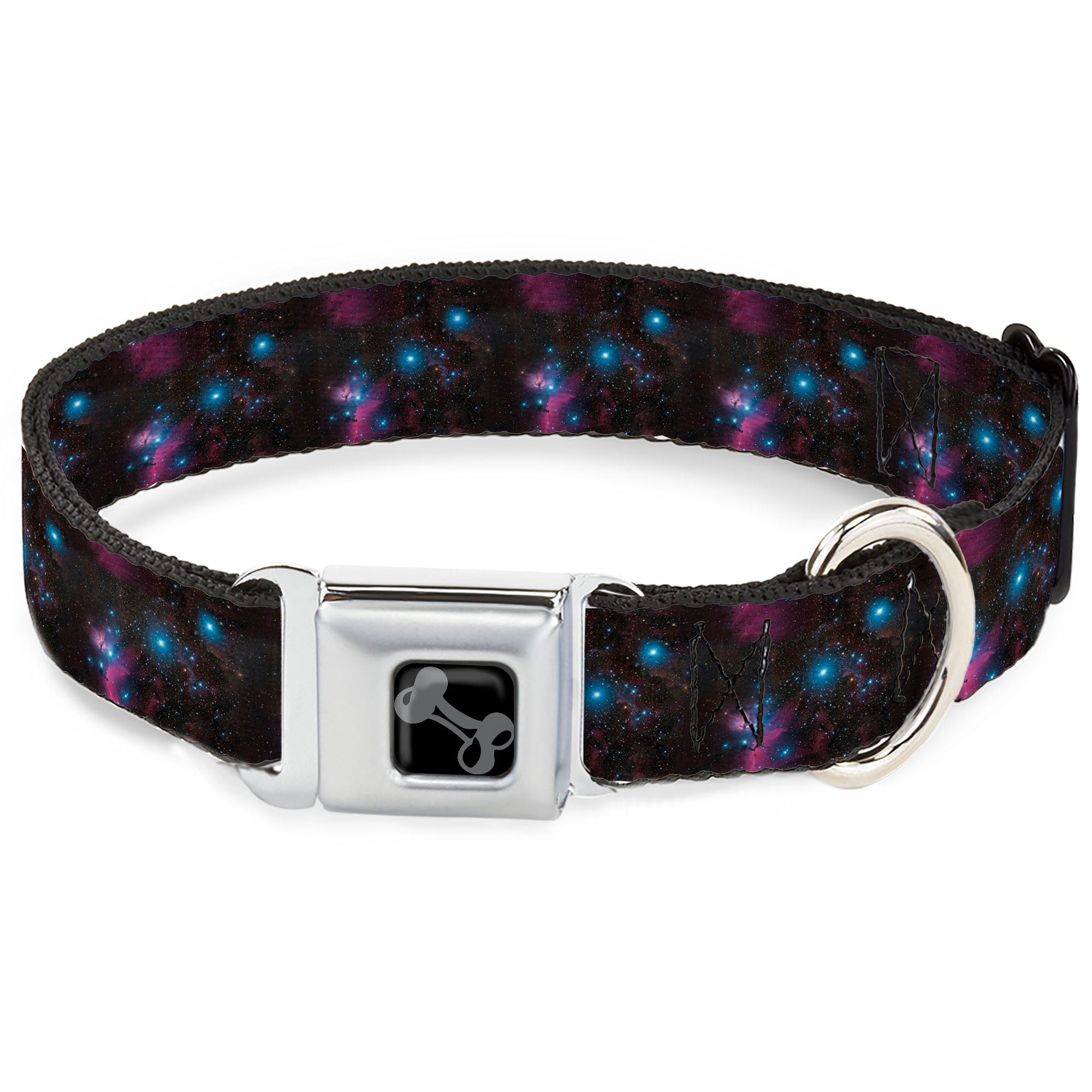 Dog Bone Black/Silver Seatbelt Buckle Collar - Orion's Belt Constellation Seatbelt Buckle Collars Buckle-Down