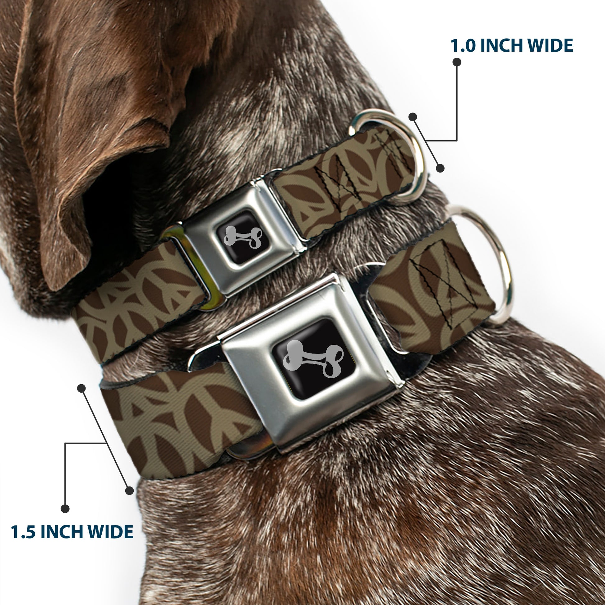 Dog Bone Seatbelt Buckle Collar - Peace Brown/Olive Seatbelt Buckle Collars Buckle-Down