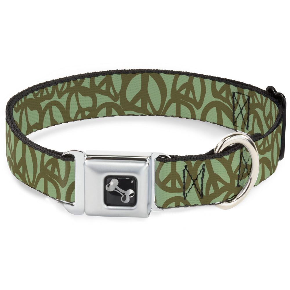 Dog Bone Seatbelt Buckle Collar - Peace Sage/Olive Seatbelt Buckle Collars Buckle-Down