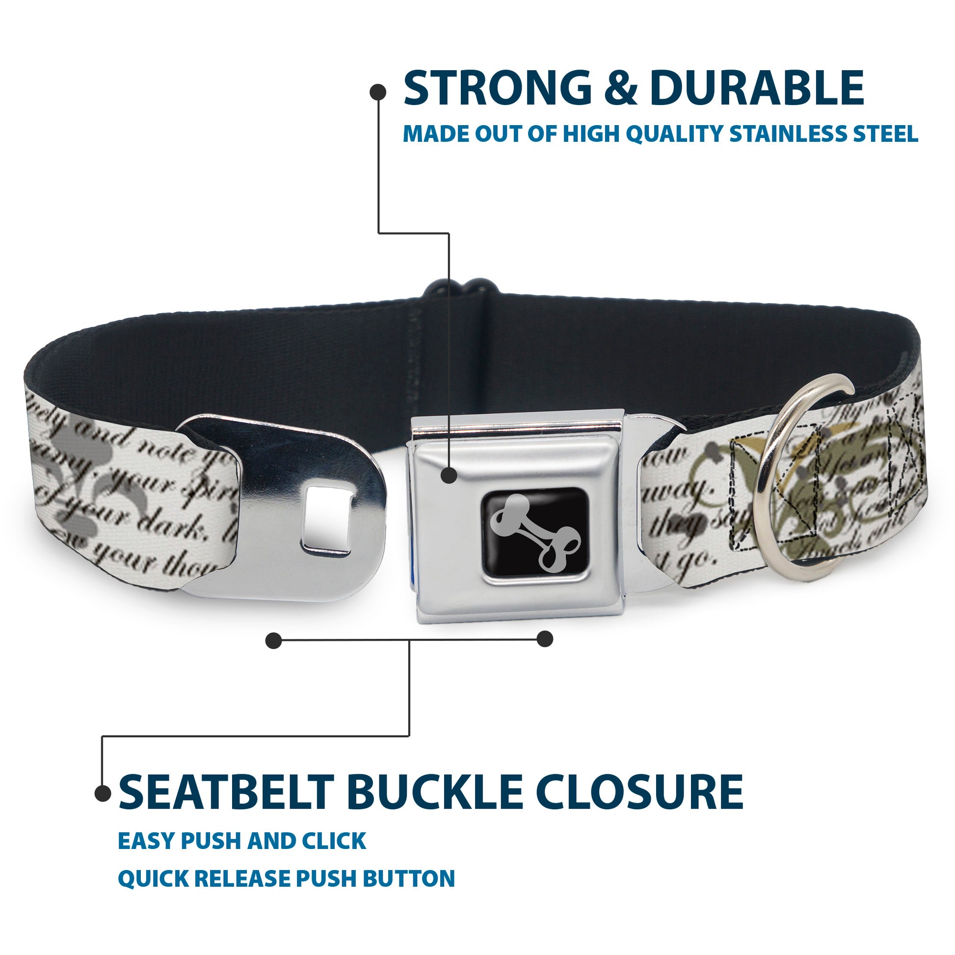 Dog Bone Seatbelt Buckle Collar - Poems Seatbelt Buckle Collars Buckle-Down