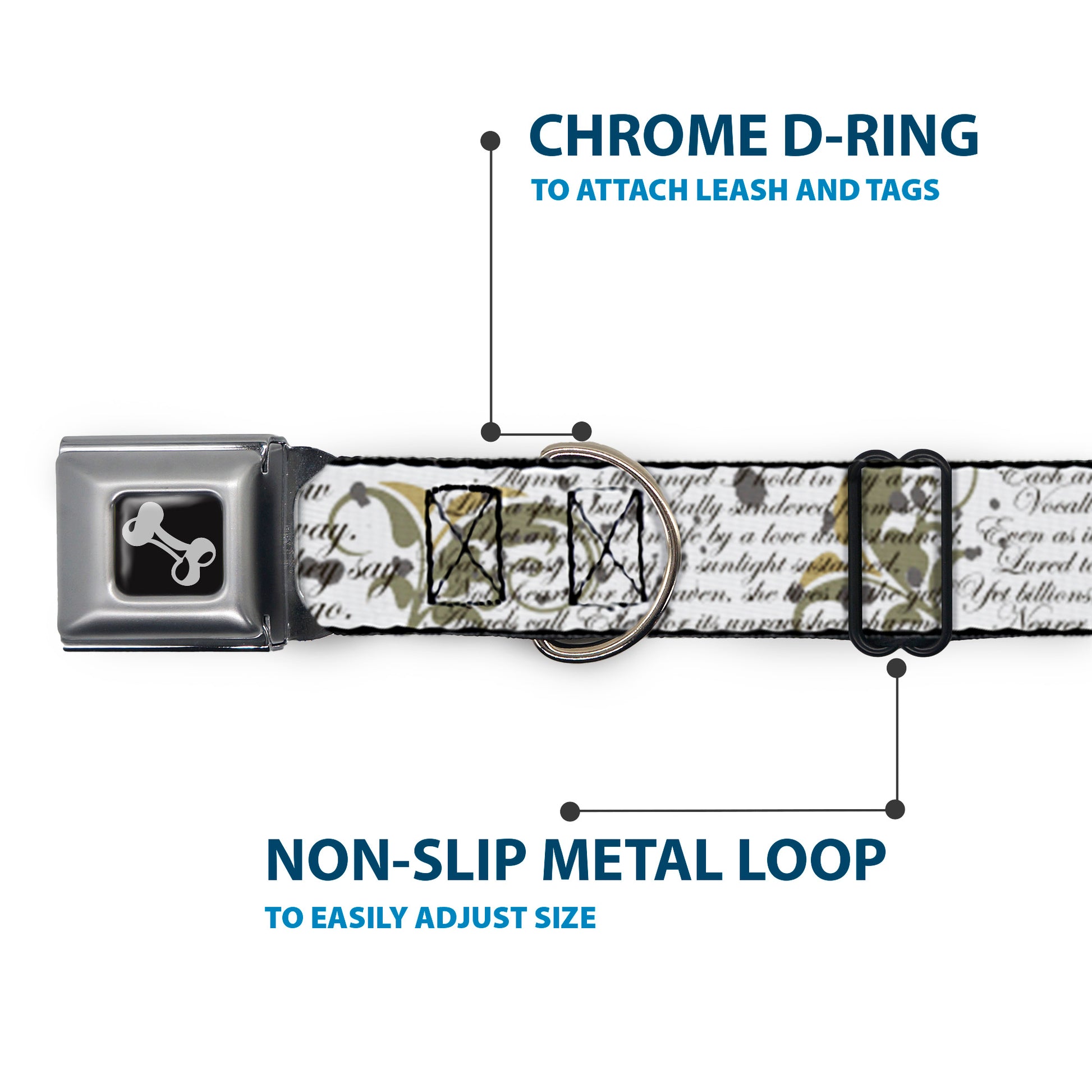 Dog Bone Seatbelt Buckle Collar - Poems Seatbelt Buckle Collars Buckle-Down