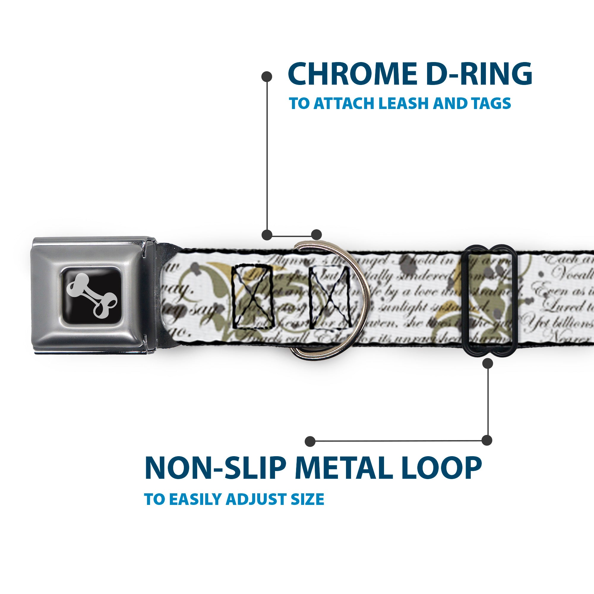 Dog Bone Seatbelt Buckle Collar - Poems Seatbelt Buckle Collars Buckle-Down