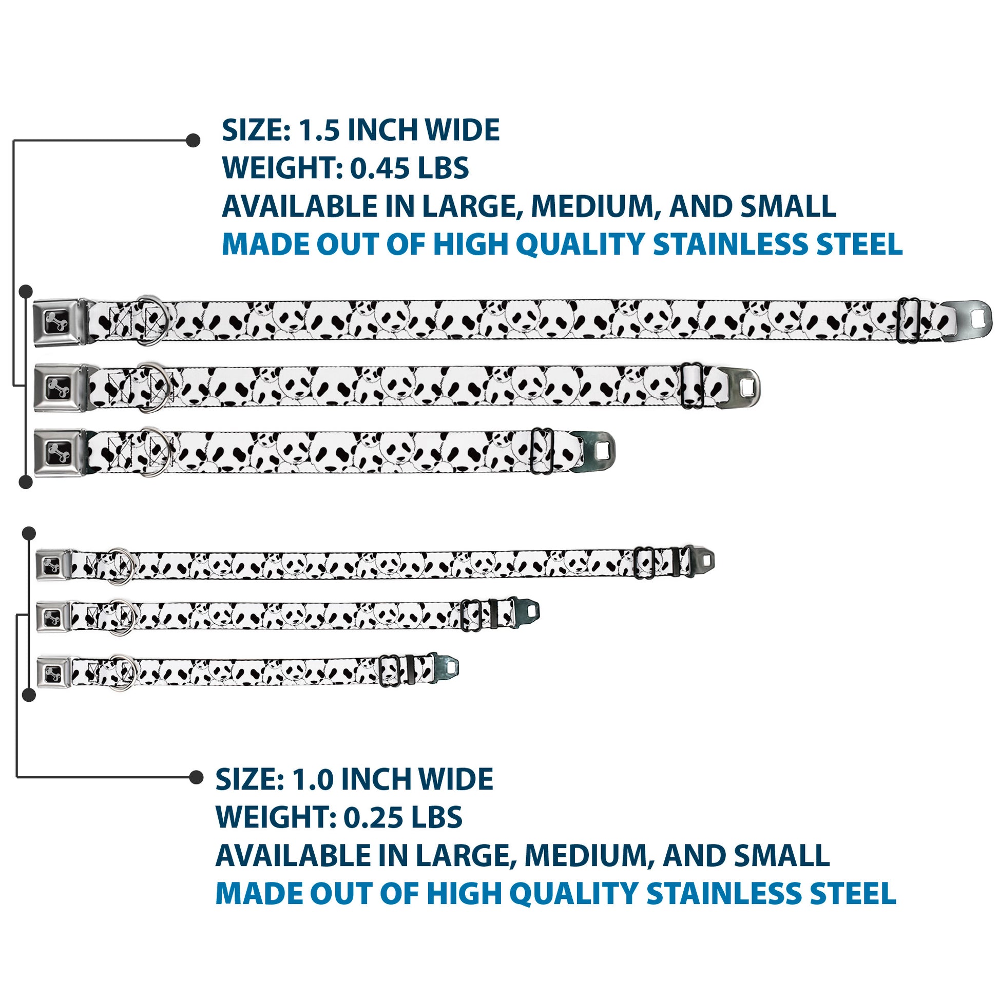 Dog Bone Seatbelt Buckle Collar - Panda Bear Stacked Seatbelt Buckle Collars Buckle-Down