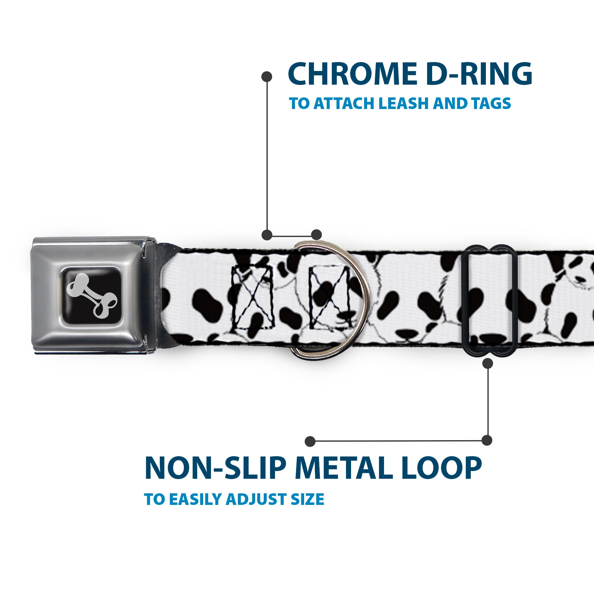 Dog Bone Seatbelt Buckle Collar - Panda Bear Stacked Seatbelt Buckle Collars Buckle-Down