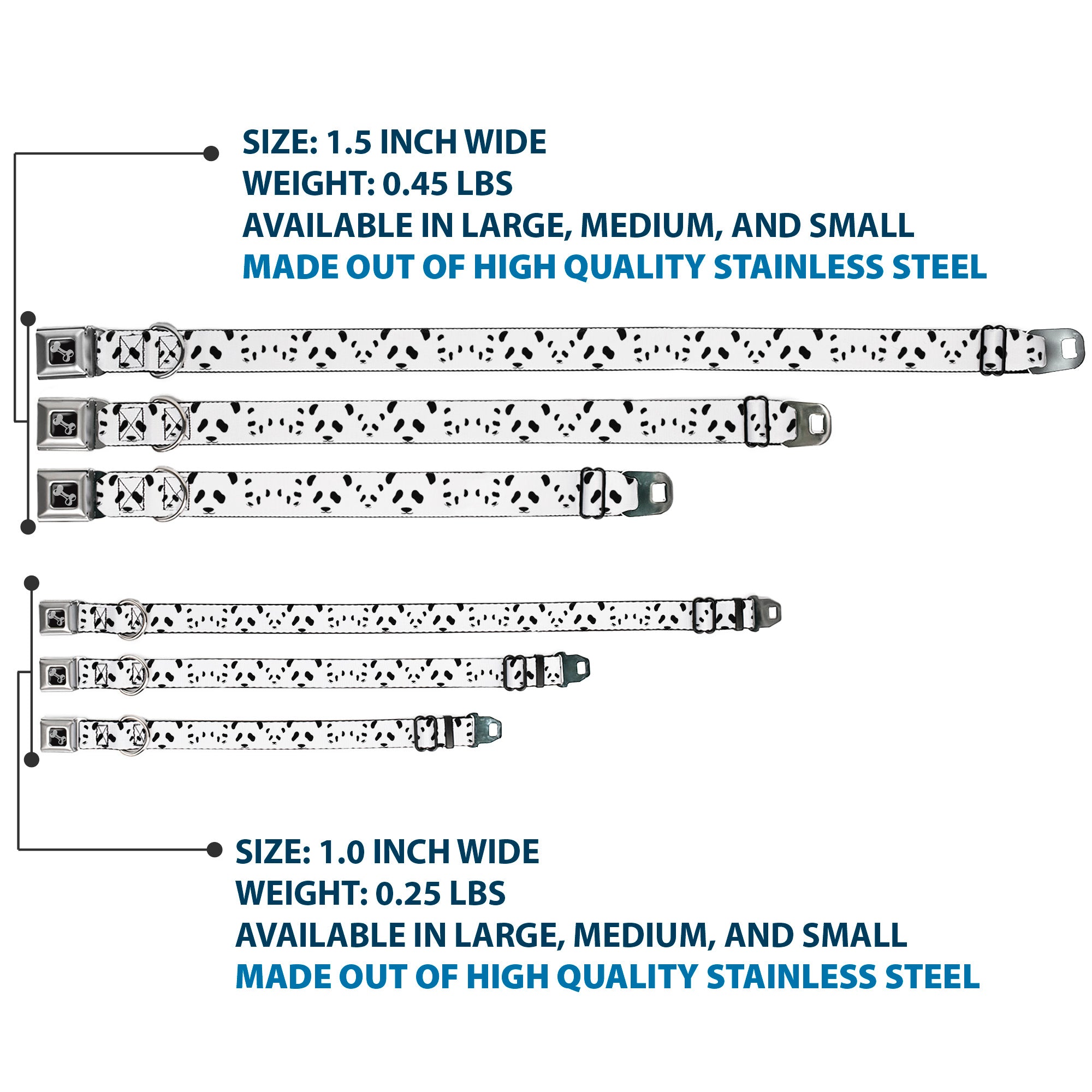 Dog Bone Seatbelt Buckle Collar - Panda Bear Spots Seatbelt Buckle Collars Buckle-Down