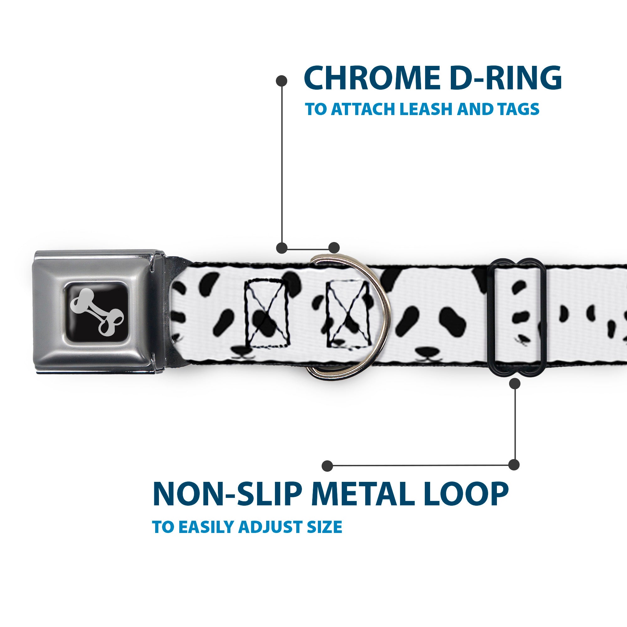 Dog Bone Seatbelt Buckle Collar - Panda Bear Spots Seatbelt Buckle Collars Buckle-Down