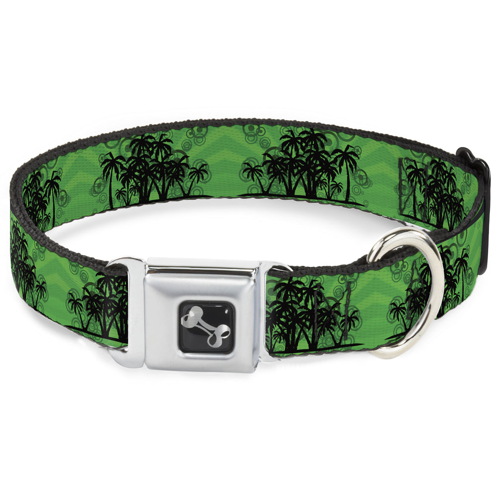Dog Bone Seatbelt Buckle Collar - Palm Trees/Rings Greens/Blacks Seatbelt Buckle Collars Buckle-Down