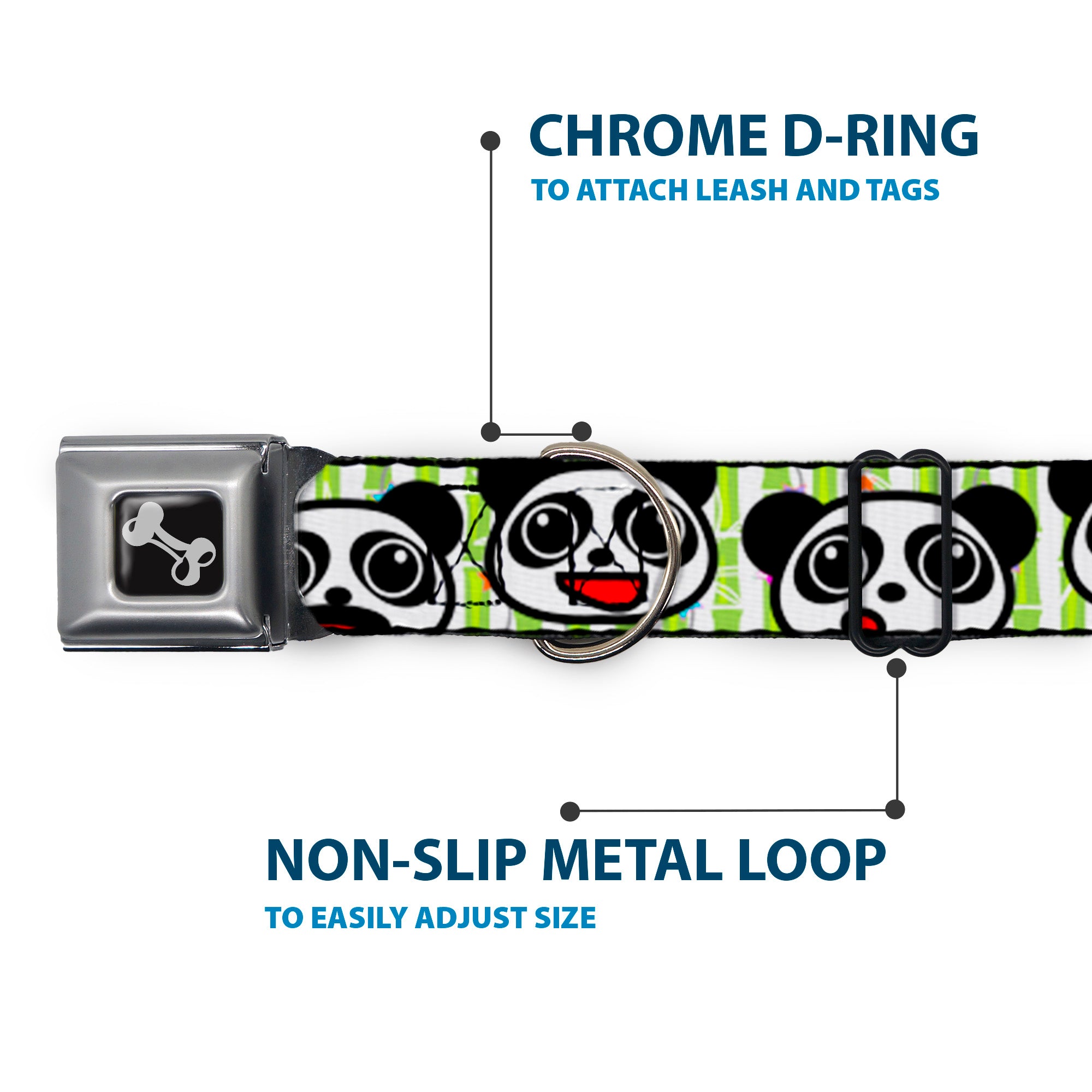 Dog Bone Seatbelt Buckle Collar - Panda Bear Cartoon Bamboo Seatbelt Buckle Collars Buckle-Down