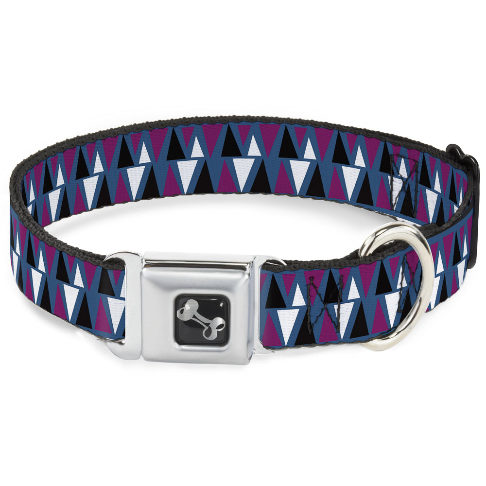 Dog Bone Seatbelt Buckle Collar - Peaks Turquoise/Fuchsia/Black/White Seatbelt Buckle Collars Buckle-Down
