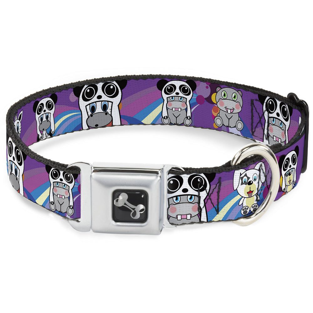 Dog Bone Seatbelt Buckle Collar - Panda Hat Animals w/Bright Color Burst Seatbelt Buckle Collars Buckle-Down