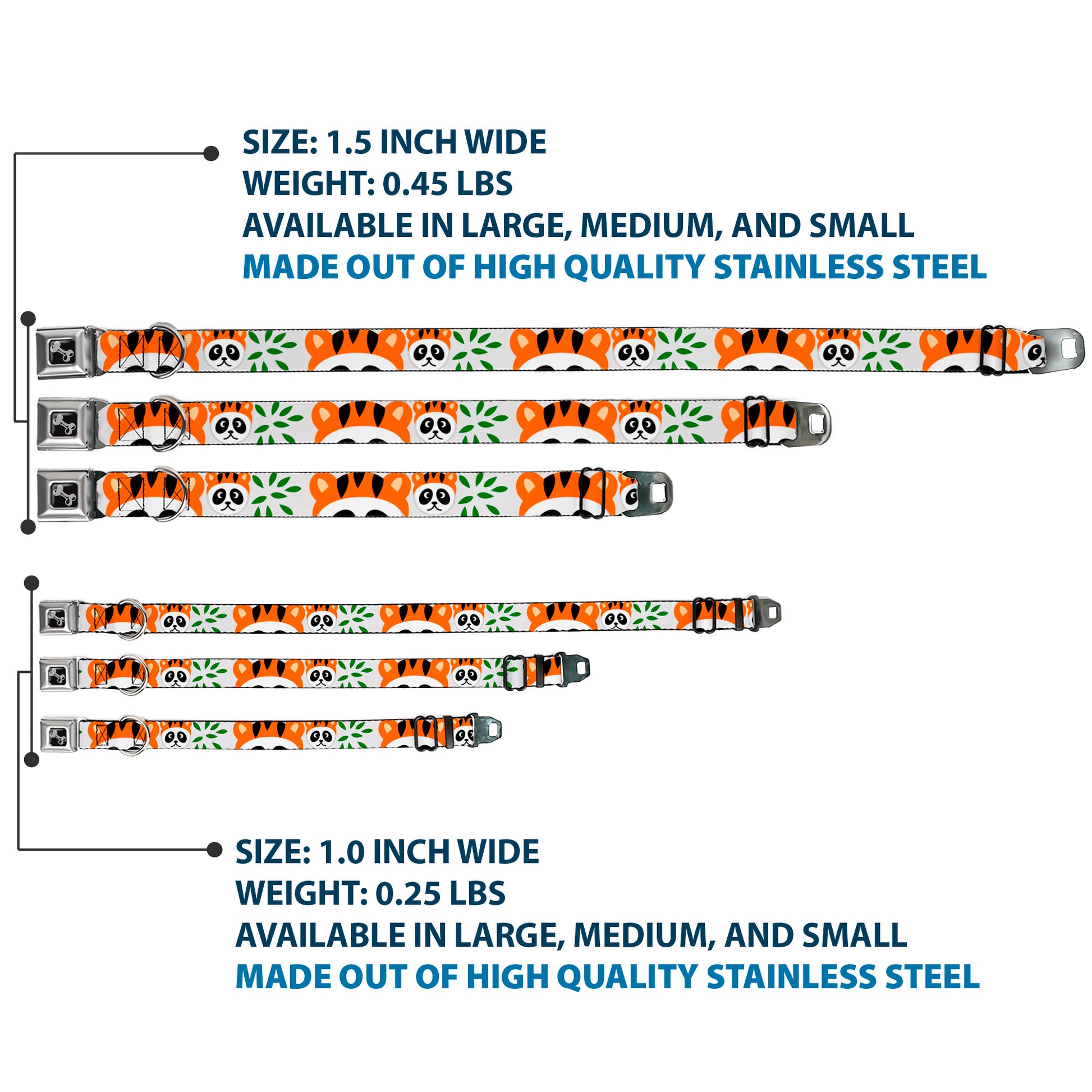 Dog Bone Seatbelt Buckle Collar - Panda w/Tiger Hat Seatbelt Buckle Collars Buckle-Down
