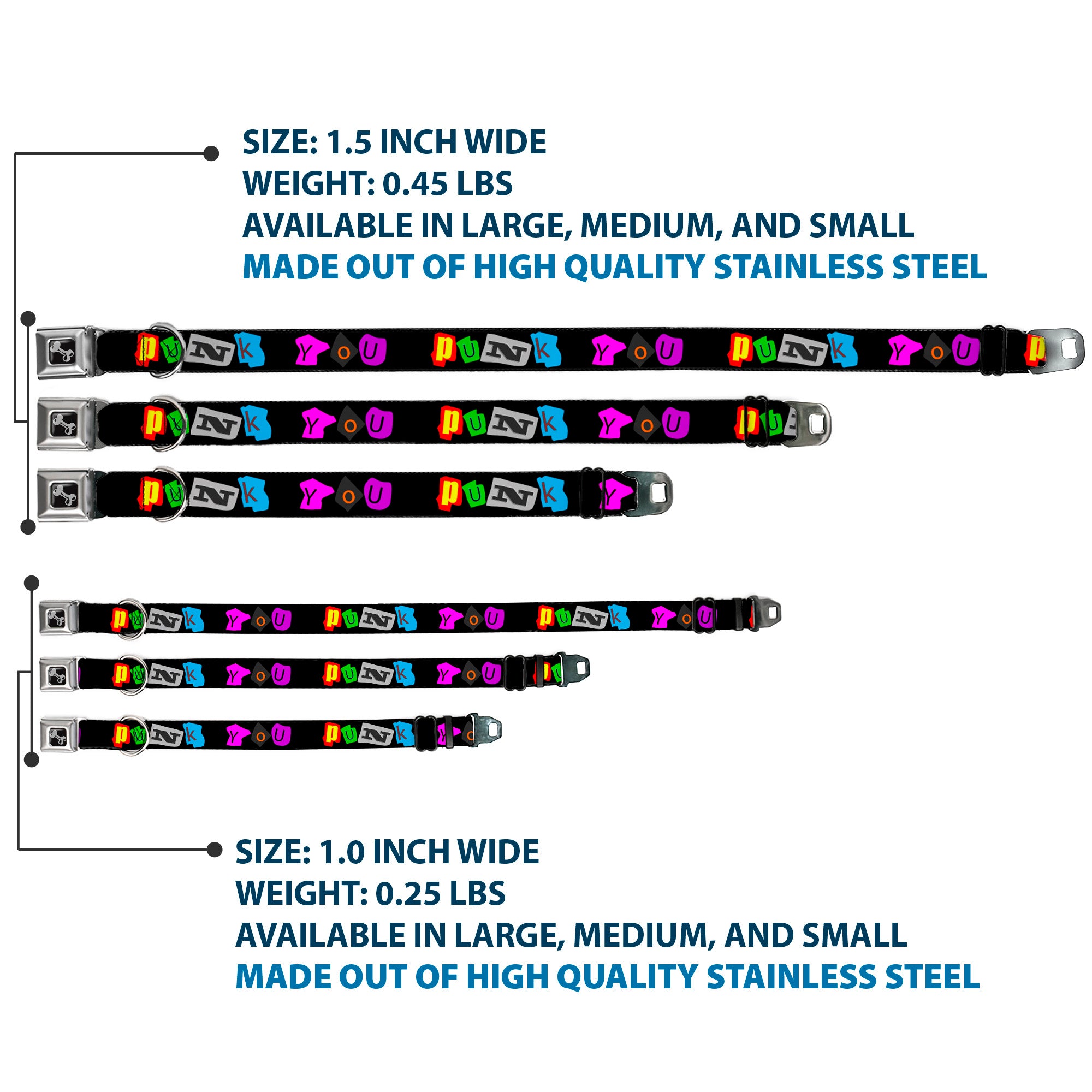 Dog Bone Seatbelt Buckle Collar - Punk You Black/Full Color Seatbelt Buckle Collars Buckle-Down