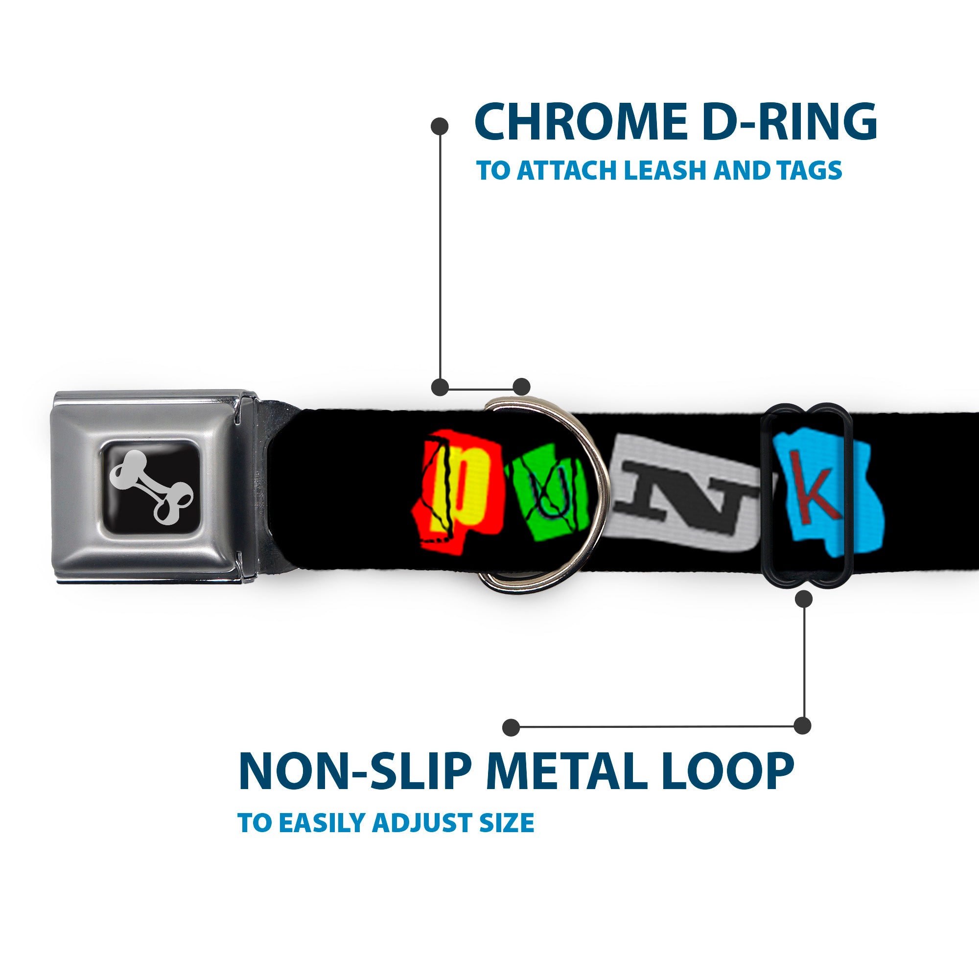 Dog Bone Seatbelt Buckle Collar - Punk You Black/Full Color Seatbelt Buckle Collars Buckle-Down