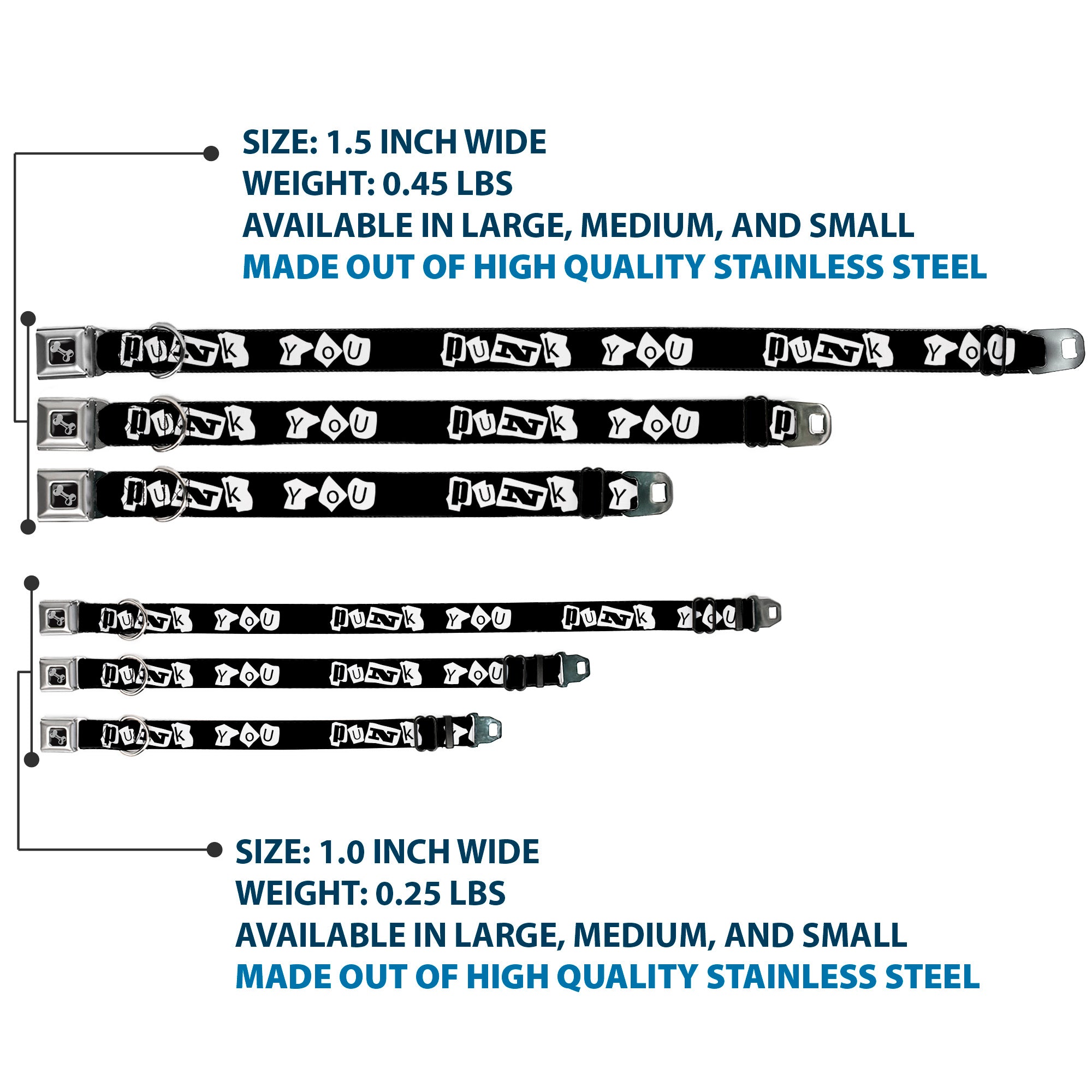 Dog Bone Seatbelt Buckle Collar - Punk You Black/White Seatbelt Buckle Collars Buckle-Down