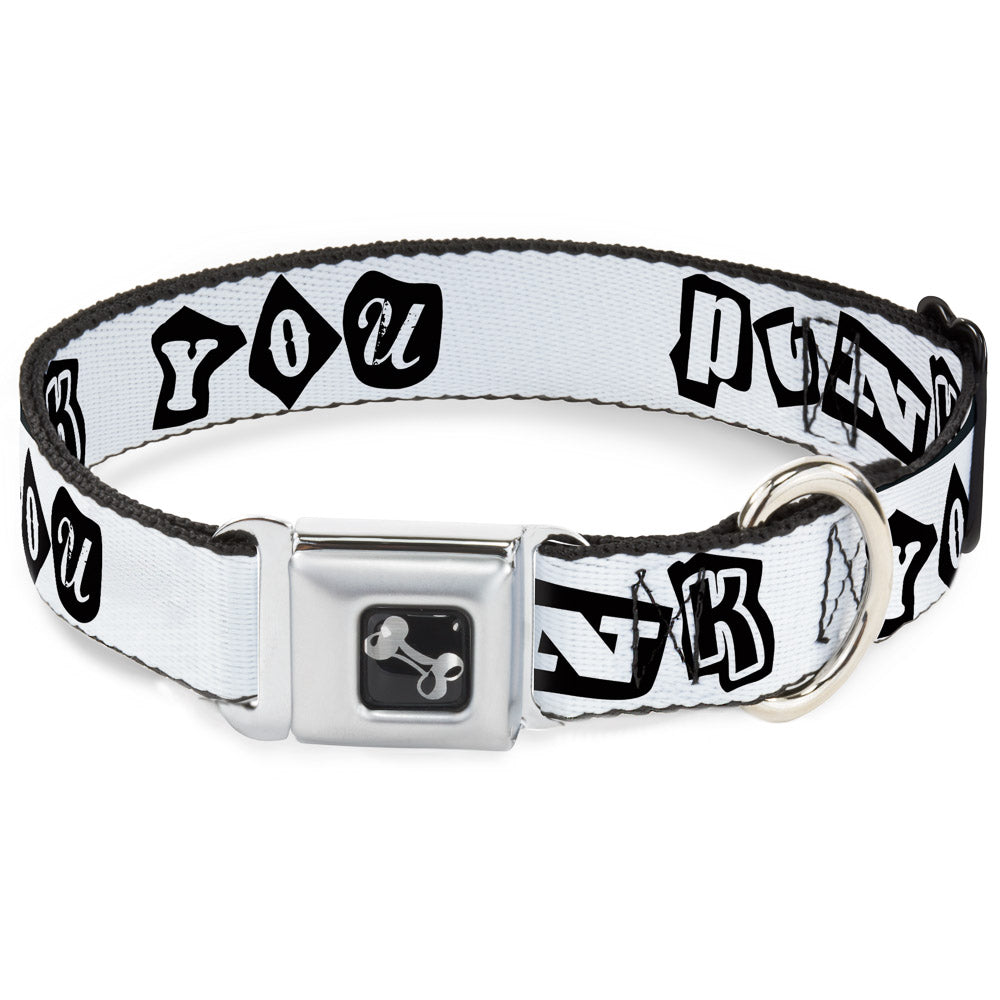 Dog Bone Seatbelt Buckle Collar - Punk You White/Black Seatbelt Buckle Collars Buckle-Down