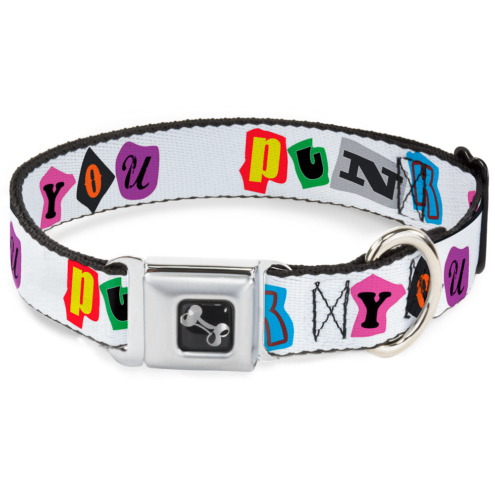Dog Bone Seatbelt Buckle Collar - Punk You White/Full Color Seatbelt Buckle Collars Buckle-Down