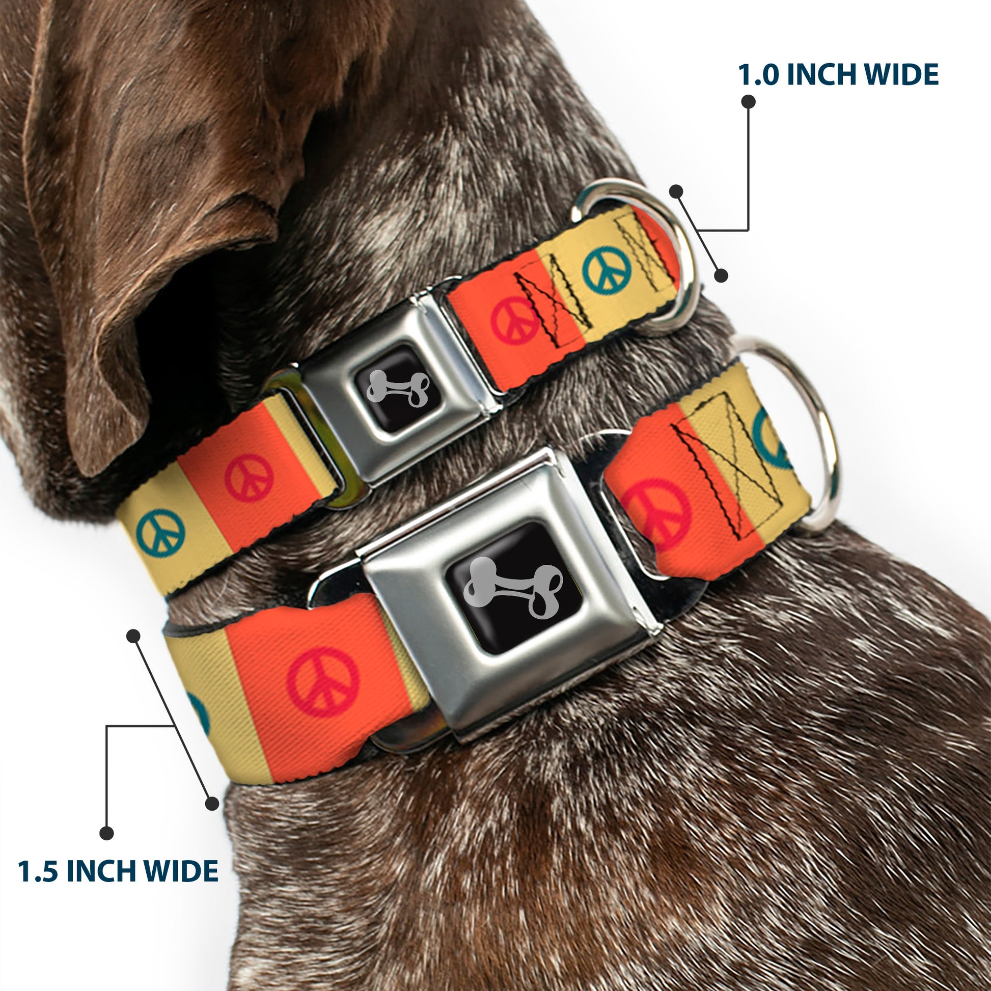 Dog Bone Seatbelt Buckle Collar - Peace Blocks Red/Yellow/Blue Seatbelt Buckle Collars Buckle-Down