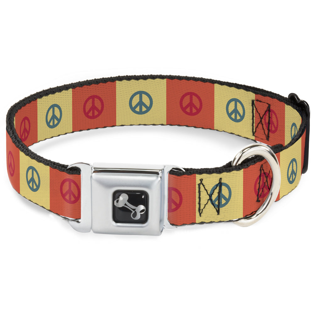Dog Bone Seatbelt Buckle Collar - Peace Blocks Red/Yellow/Blue Seatbelt Buckle Collars Buckle-Down