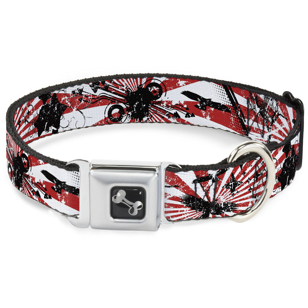 Dog Bone Seatbelt Buckle Collar - Rising Sun White/Red Seatbelt Buckle Collars Buckle-Down