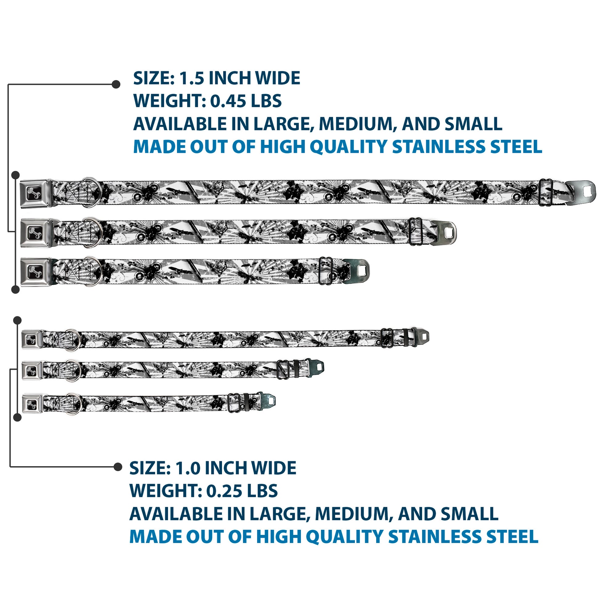 Dog Bone Seatbelt Buckle Collar - Rising Sun White/Gray Seatbelt Buckle Collars Buckle-Down