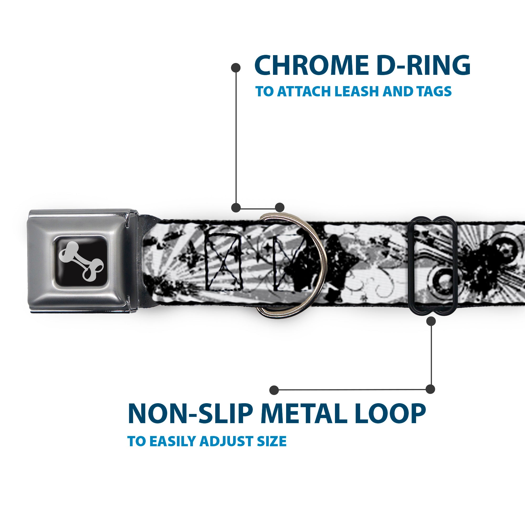 Dog Bone Seatbelt Buckle Collar - Rising Sun White/Gray Seatbelt Buckle Collars Buckle-Down