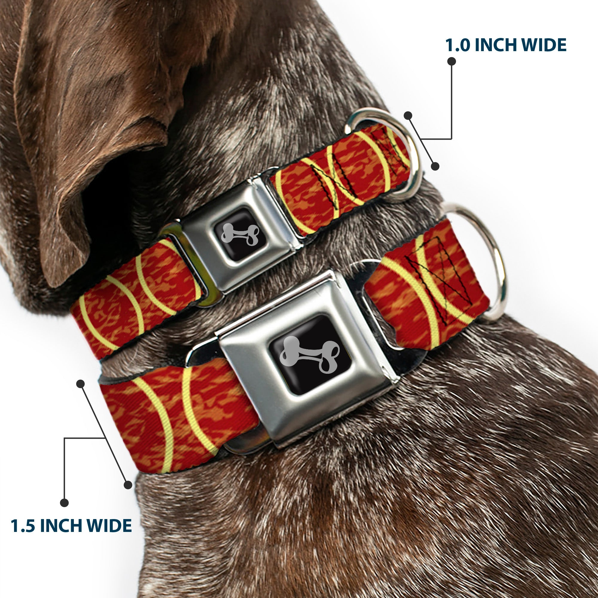 Dog Bone Seatbelt Buckle Collar - Rings Camo Burnt Orange/Yellow Seatbelt Buckle Collars Buckle-Down