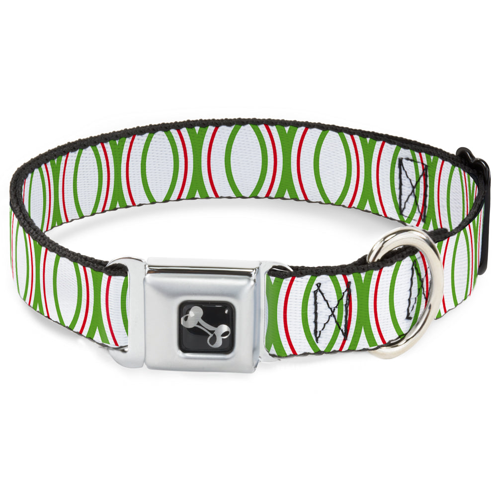 Dog Bone Seatbelt Buckle Collar - Rings White/Green/Red Seatbelt Buckle Collars Buckle-Down