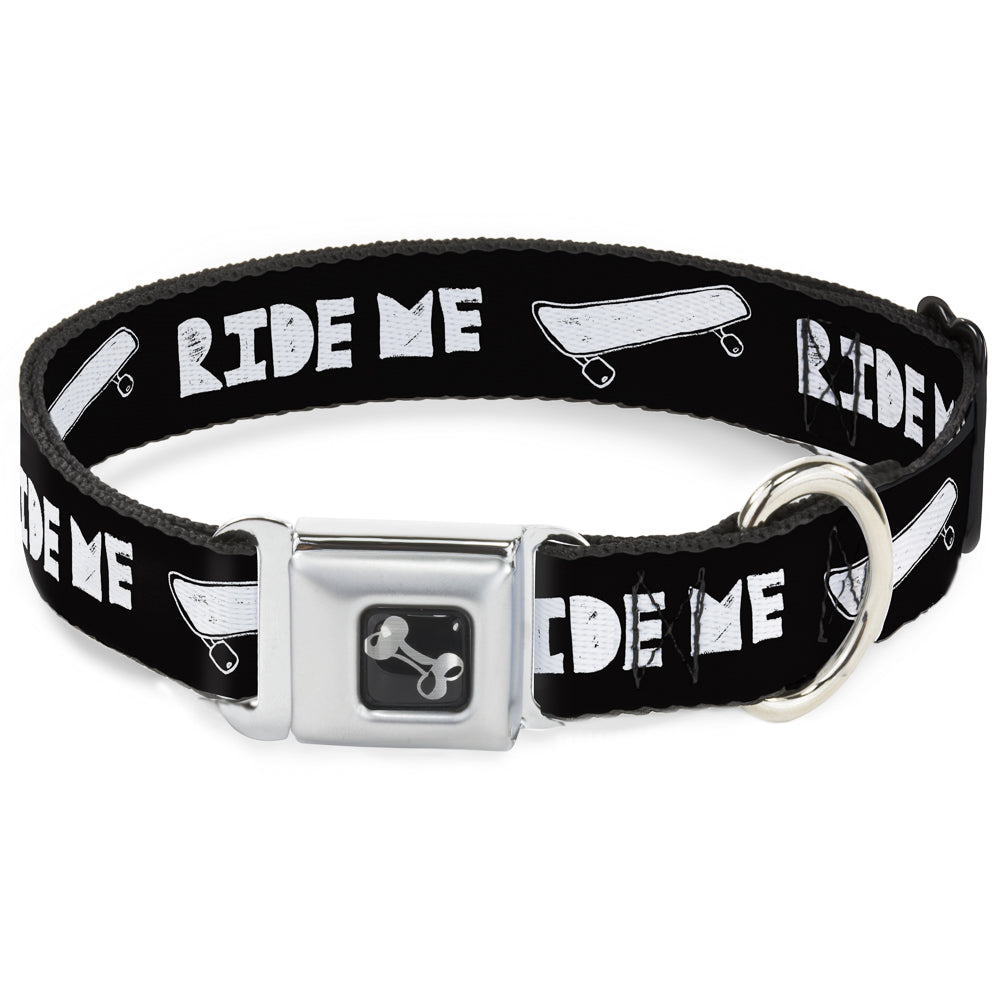 Dog Bone Seatbelt Buckle Collar - RIDE ME Skateboard Black/White Seatbelt Buckle Collars Buckle-Down