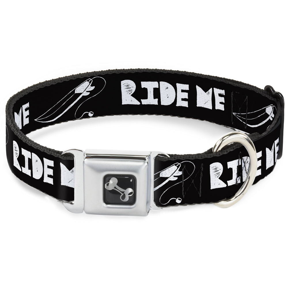 Dog Bone Seatbelt Buckle Collar - RIDE ME Surfboard Black/White Seatbelt Buckle Collars Buckle-Down