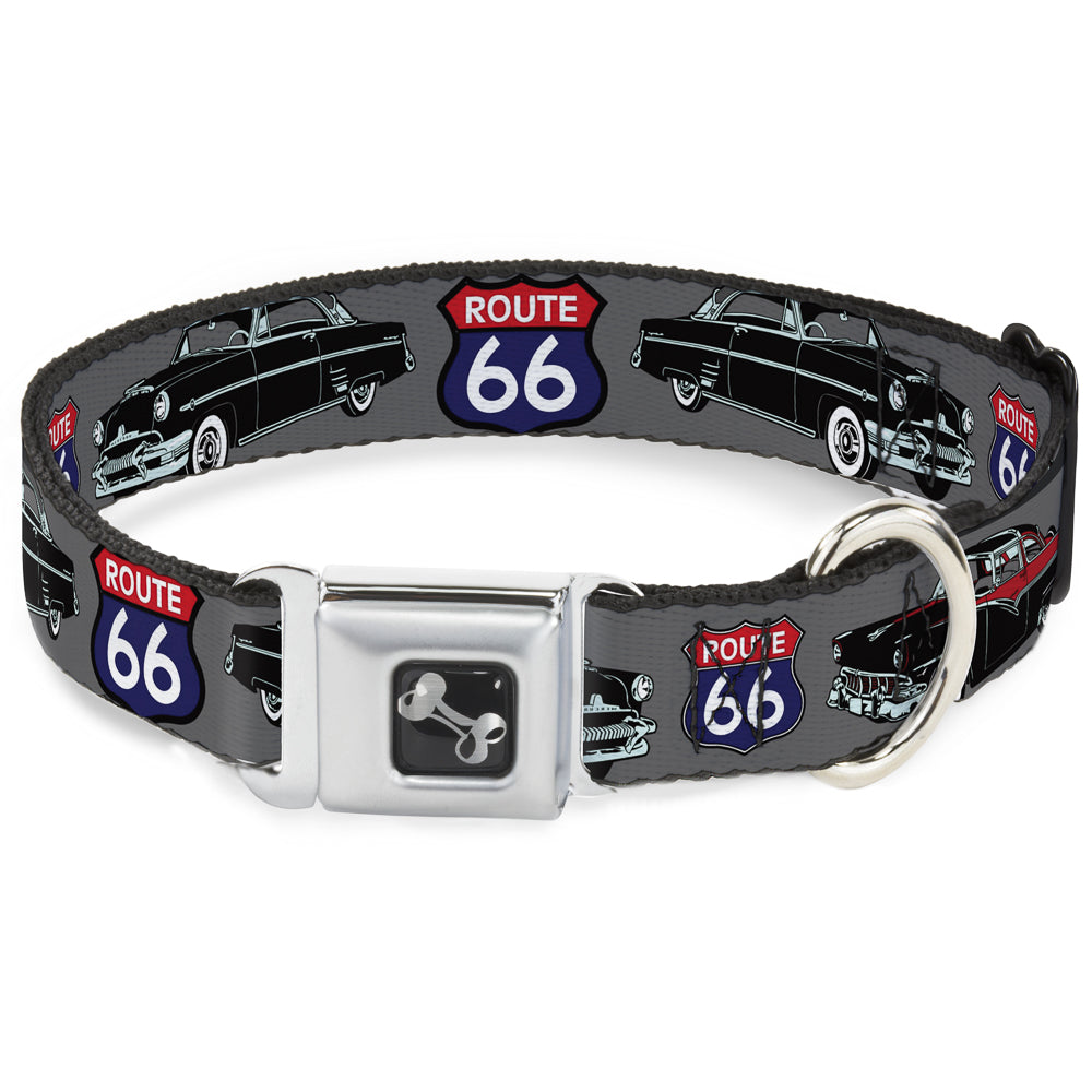 Dog Bone Seatbelt Buckle Collar - Route 66 Classics Gray Seatbelt Buckle Collars Buckle-Down
