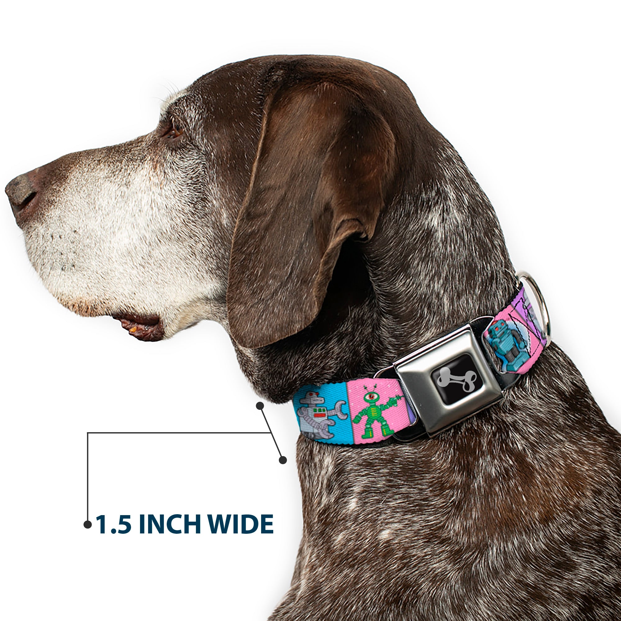 Dog Bone Seatbelt Buckle Collar - Robots Pastel Blocks Seatbelt Buckle Collars Buckle-Down