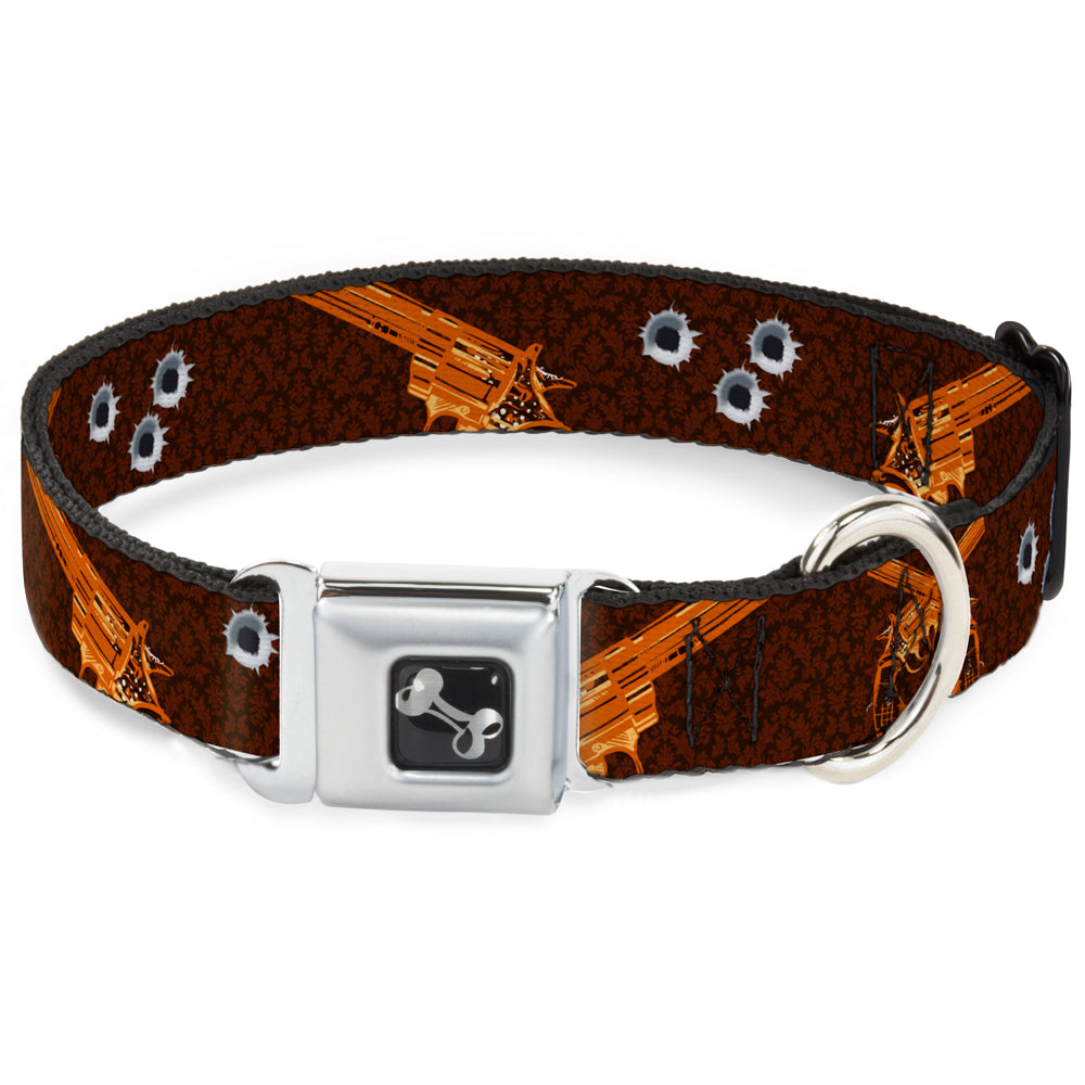 Buckle-Down Seatbelt Buckle Dog Collar - Revolvers Brown/Orange Seatbelt Buckle Collars Buckle-Down