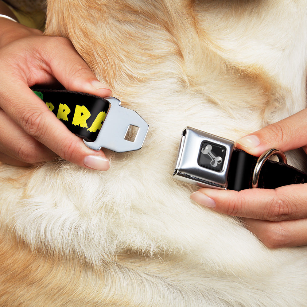 Dog Bone Seatbelt Buckle Collar - RRRAWR Dinosaur Black/Green/Yellow Seatbelt Buckle Collars Buckle-Down