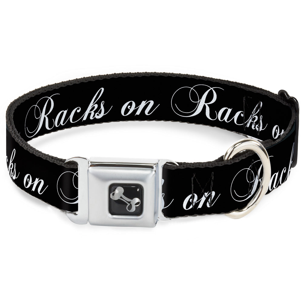 Dog Bone Seatbelt Buckle Collar - RACKS ON RACKS Black/White – Buckle-Down