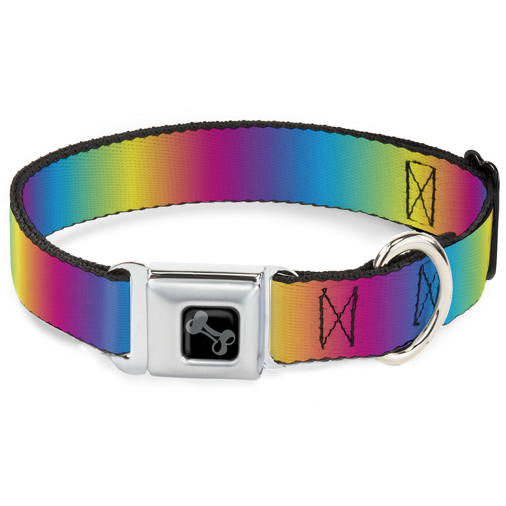 Dog Bone Black/Silver Seatbelt Buckle Collar - Rainbow Ombre Seatbelt Buckle Collars Buckle-Down
