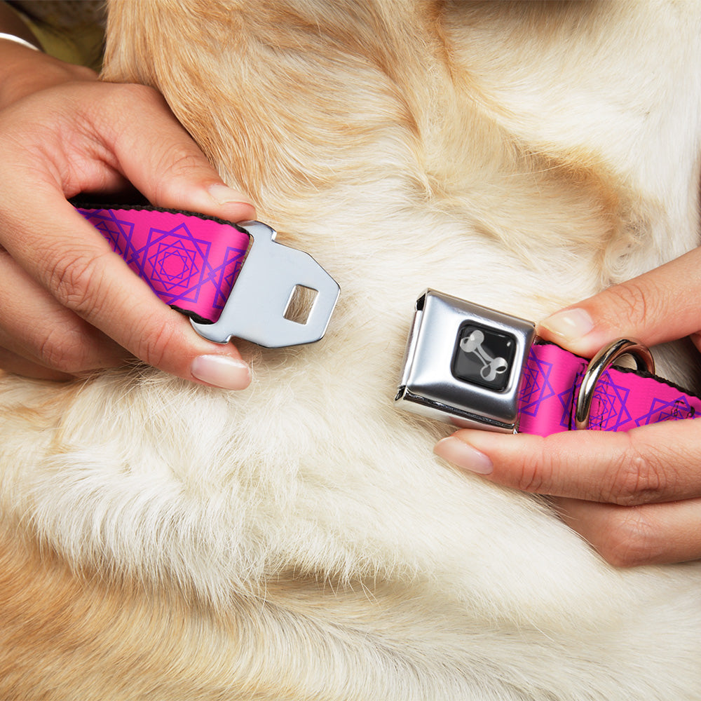 Dog Bone Seatbelt Buckle Collar - Rotating Squares Pink/Purple Seatbelt Buckle Collars Buckle-Down