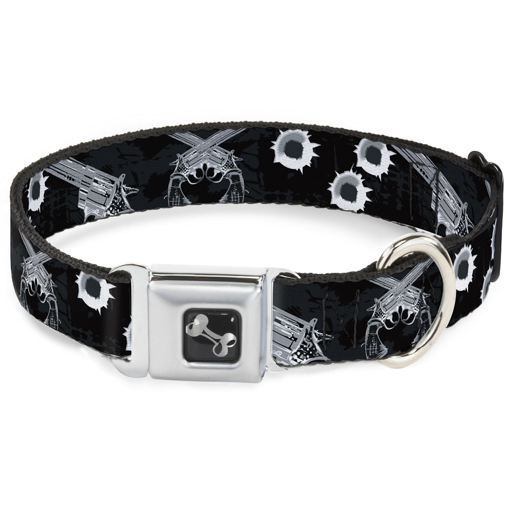 Buckle-Down Seatbelt Buckle Dog Collar - Revolvers Black/Gray Seatbelt Buckle Collars Buckle-Down