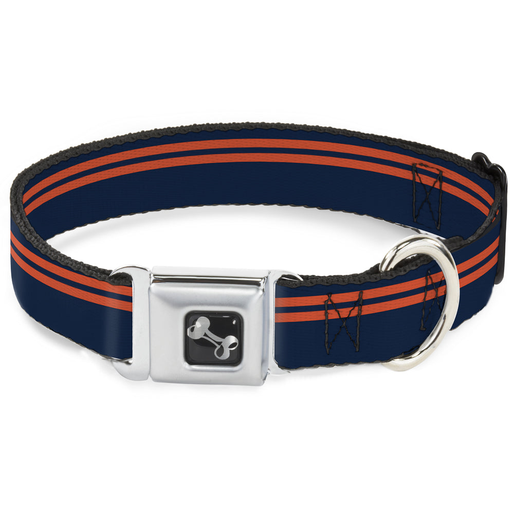 Dog Bone Seatbelt Buckle Collar - Racing Stripe Navy/Orange Seatbelt Buckle Collars Buckle-Down