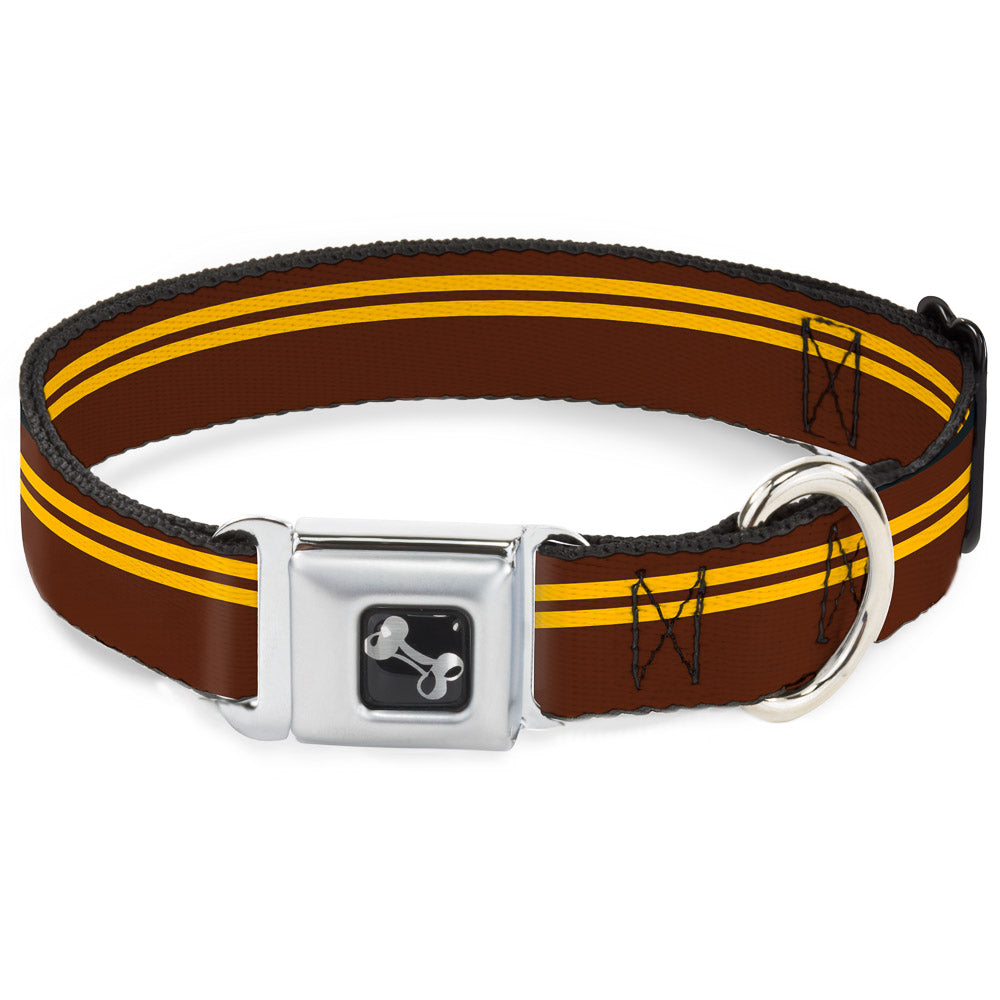 Dog Bone Seatbelt Buckle Collar - Racing Stripe Brown/Gold Seatbelt Buckle Collars Buckle-Down