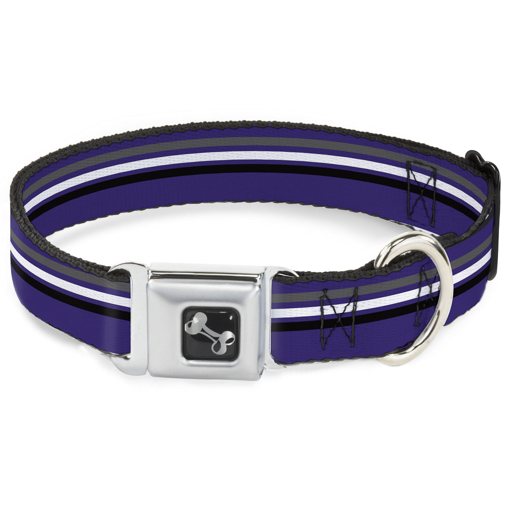 Dog Bone Seatbelt Buckle Collar - Racing Stripes Purple/Gray/White/Black Seatbelt Buckle Collars Buckle-Down