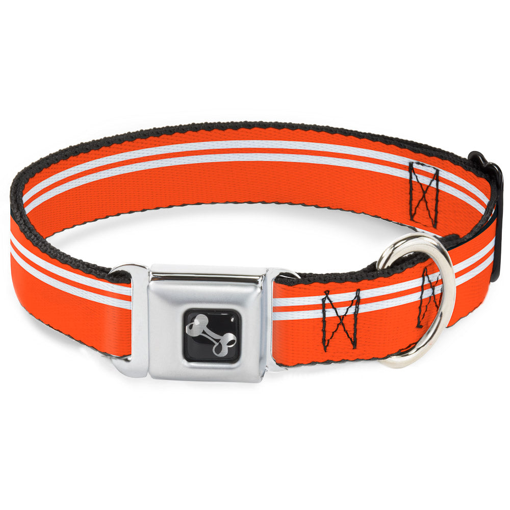 Dog Bone Seatbelt Buckle Collar - Racing Stripe Orange/White Seatbelt Buckle Collars Buckle-Down