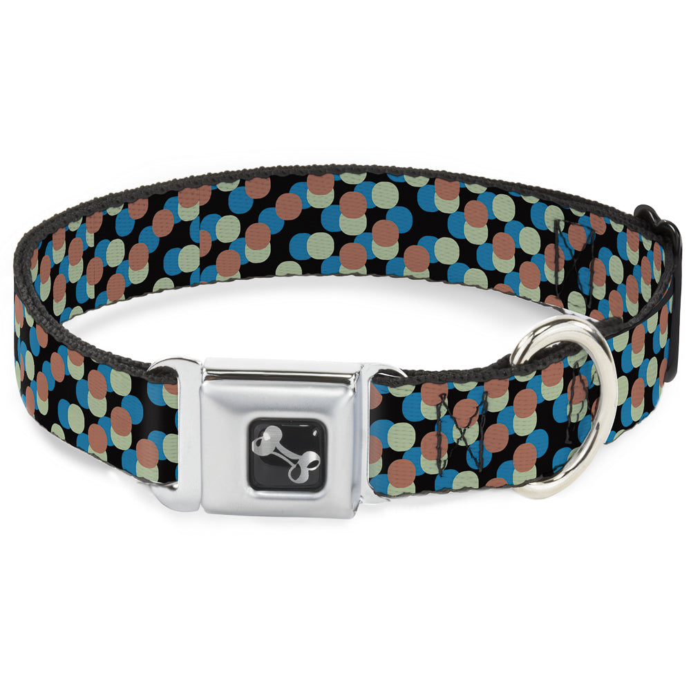 Dog Bone Seatbelt Buckle Collar - Polka Dots Stacked Black/Blue/Sage/Brown Seatbelt Buckle Collars Buckle-Down