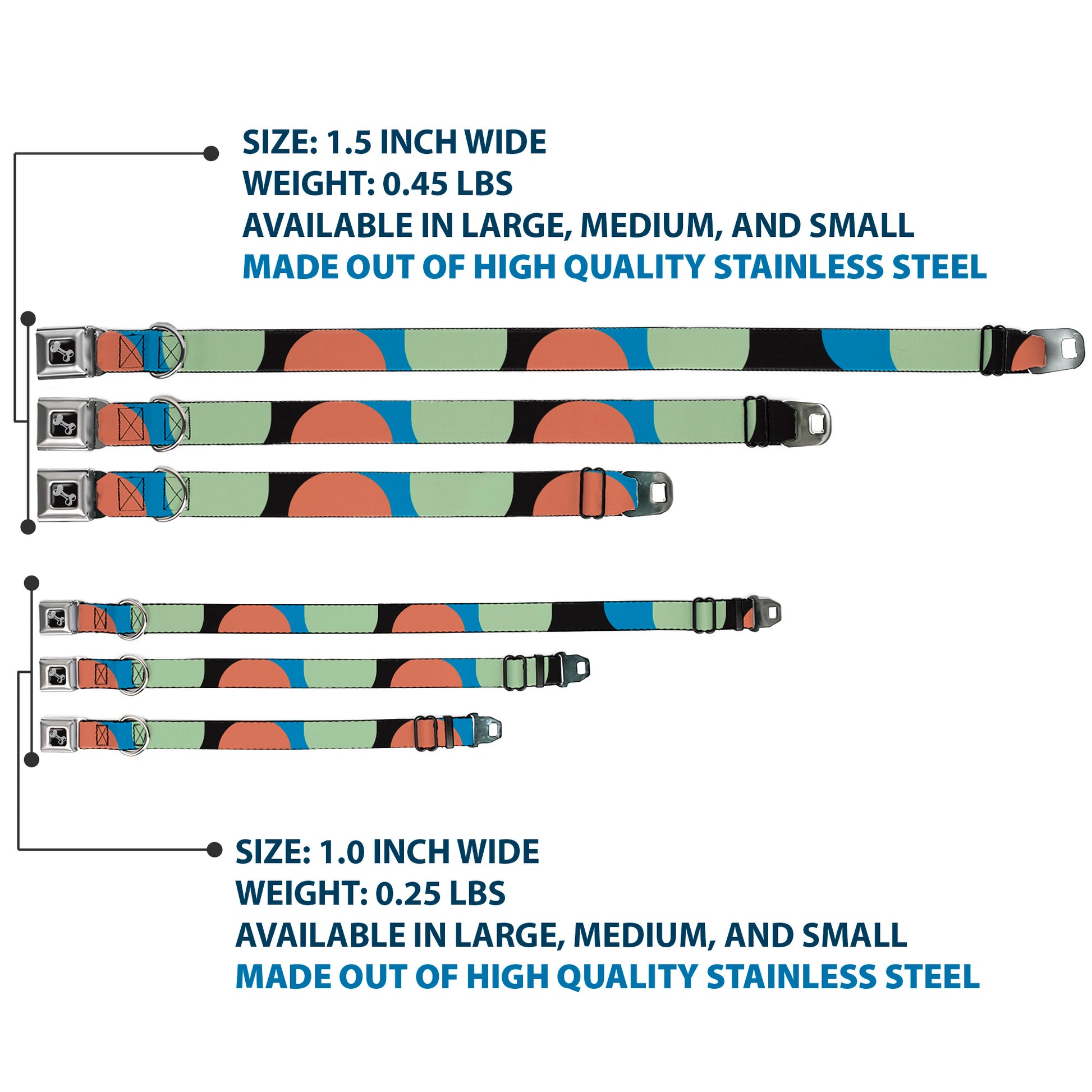 Dog Bone Seatbelt Buckle Collar - Polka Dots CLOSE-UP Black/Blue/Sage/Brown Seatbelt Buckle Collars Buckle-Down