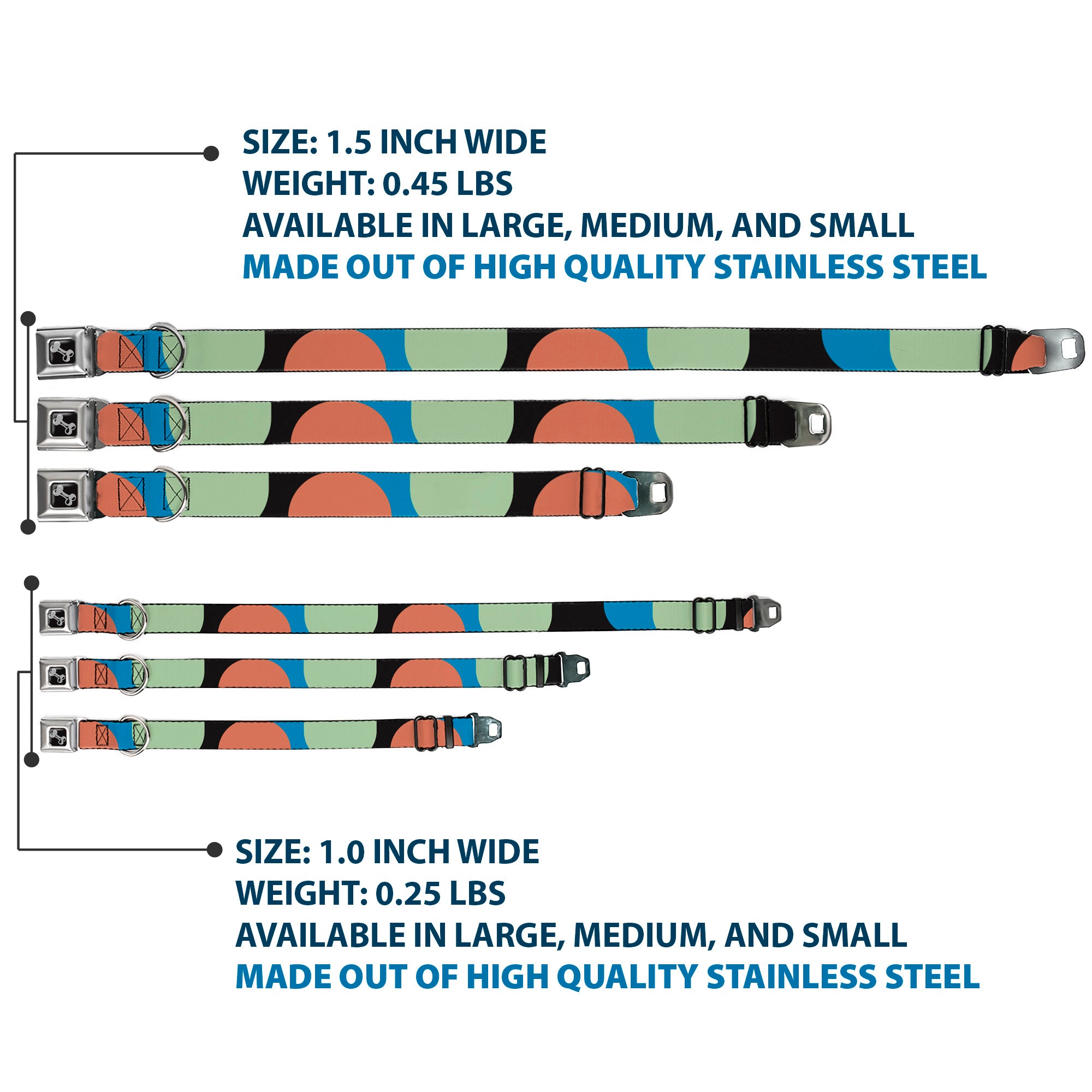 Dog Bone Seatbelt Buckle Collar - Polka Dots CLOSE-UP Black/Blue/Sage/Brown Seatbelt Buckle Collars Buckle-Down