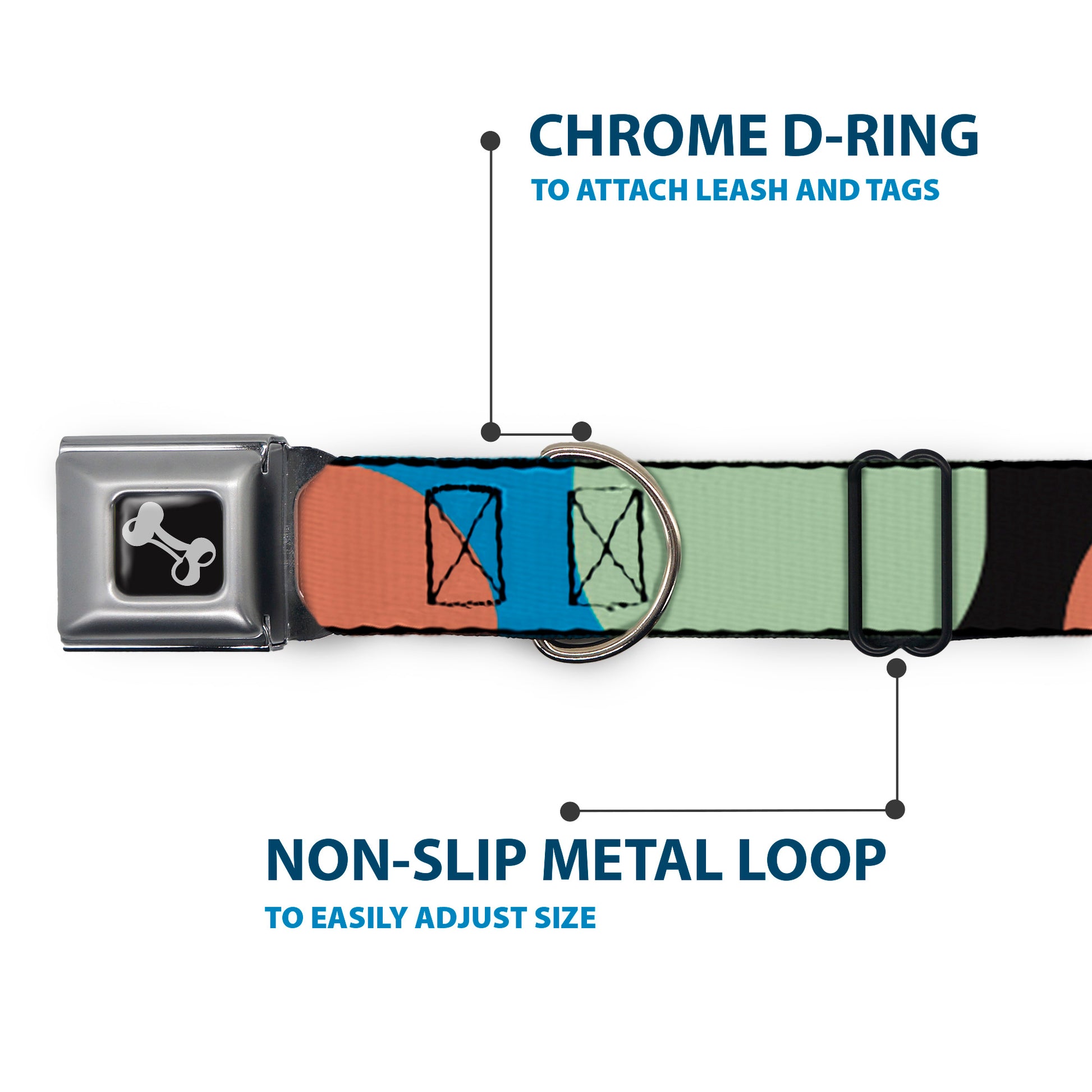 Dog Bone Seatbelt Buckle Collar - Polka Dots CLOSE-UP Black/Blue/Sage/Brown Seatbelt Buckle Collars Buckle-Down