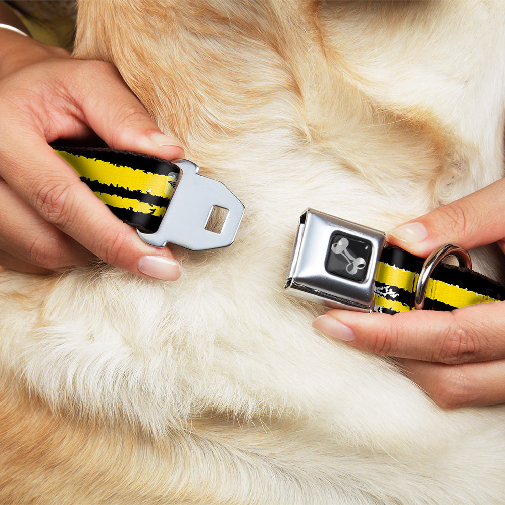 Dog Bone Seatbelt Buckle Collar - Racing Stripe2 Weathered Black/Yellow Seatbelt Buckle Collars Buckle-Down