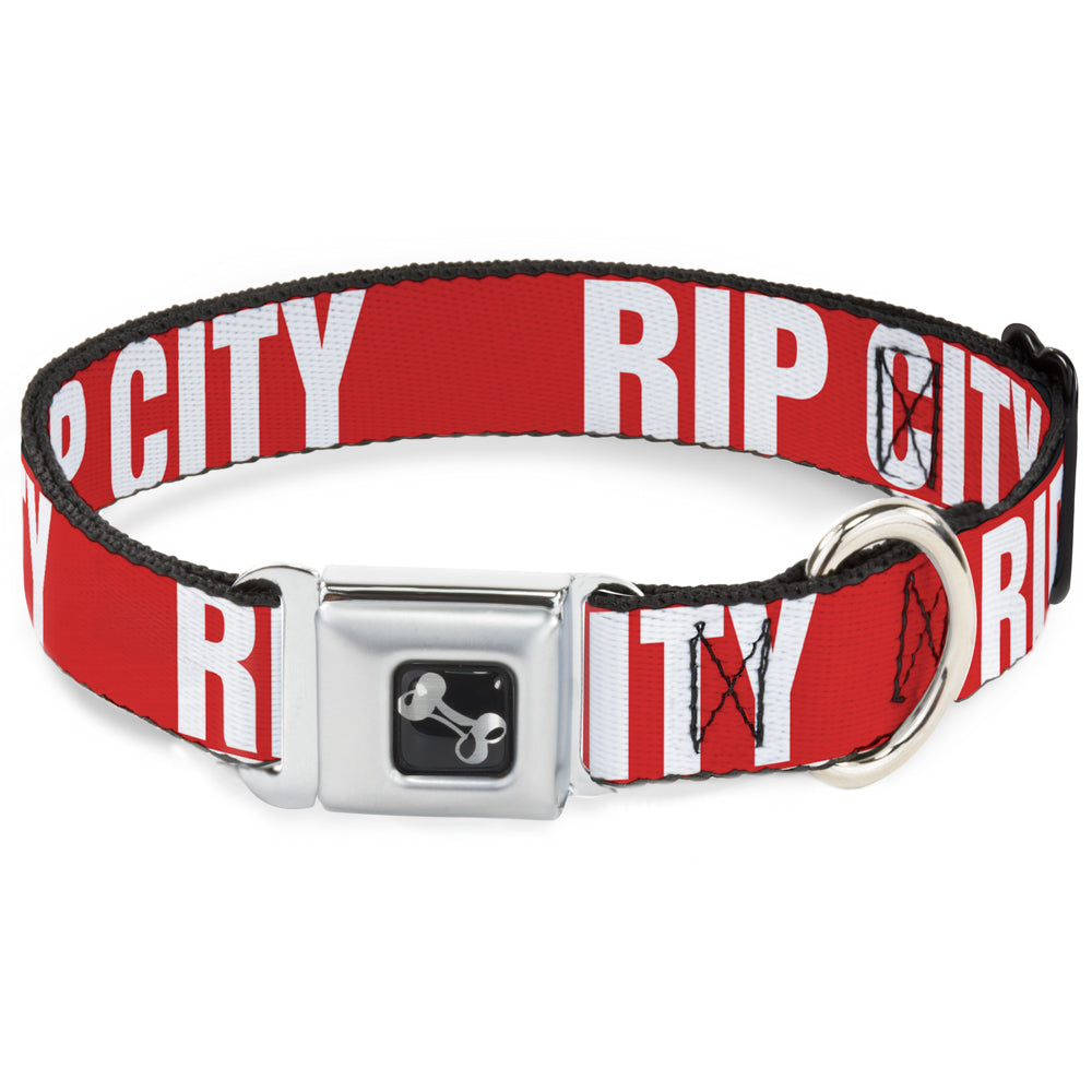 Dog Bone Seatbelt Buckle Collar - RIP CITY Red/White Seatbelt Buckle Collars Buckle-Down